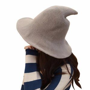 Halloween Girl Wool Witch Hat Foldable Pointed Cap